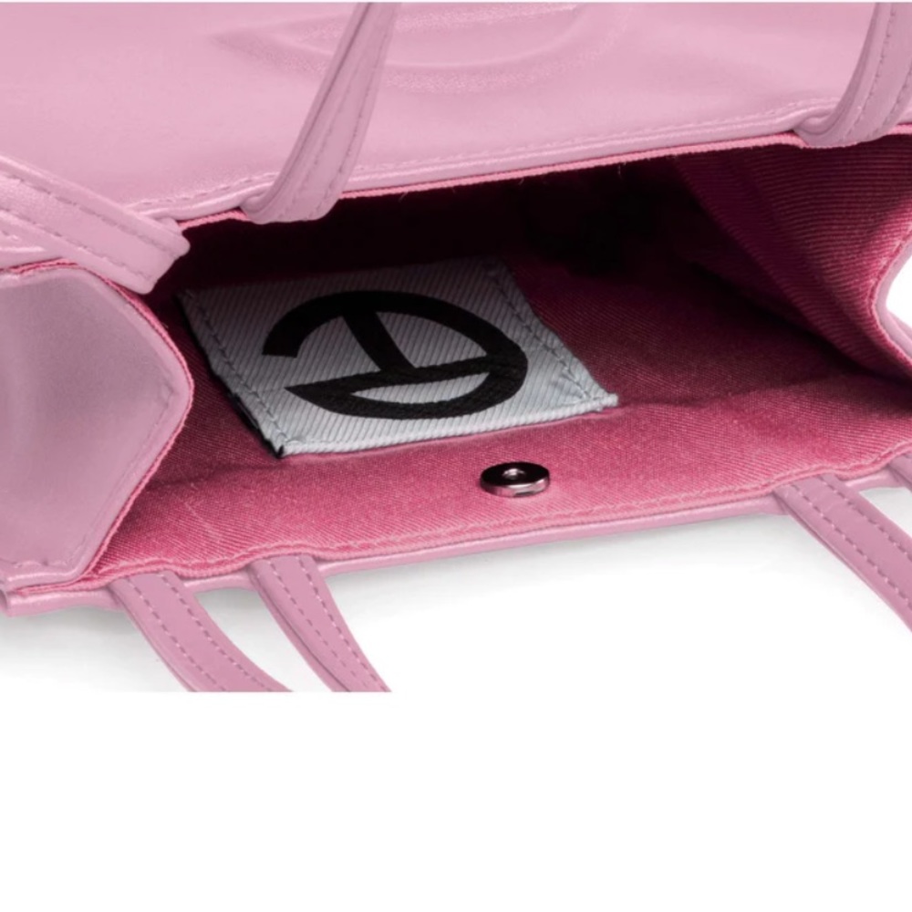 🆕100% AUTHENTIC TELFAR BUBBLE GUM PINK MINI SHOPPING BAG BABY PINK CROSSBODY - Picture 4 of 5